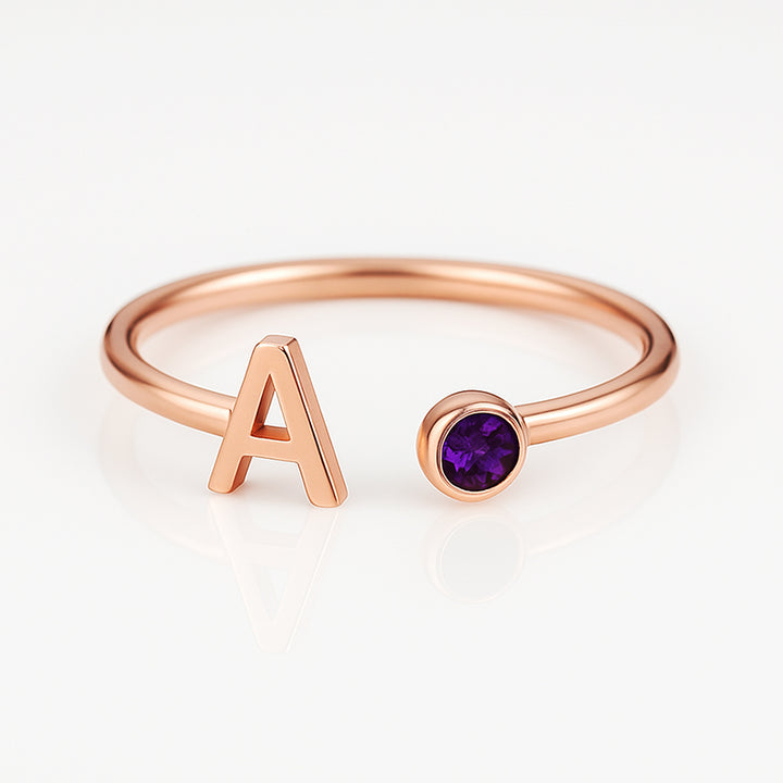 Elani – Ring mit Buchstabe & Geburtsstein