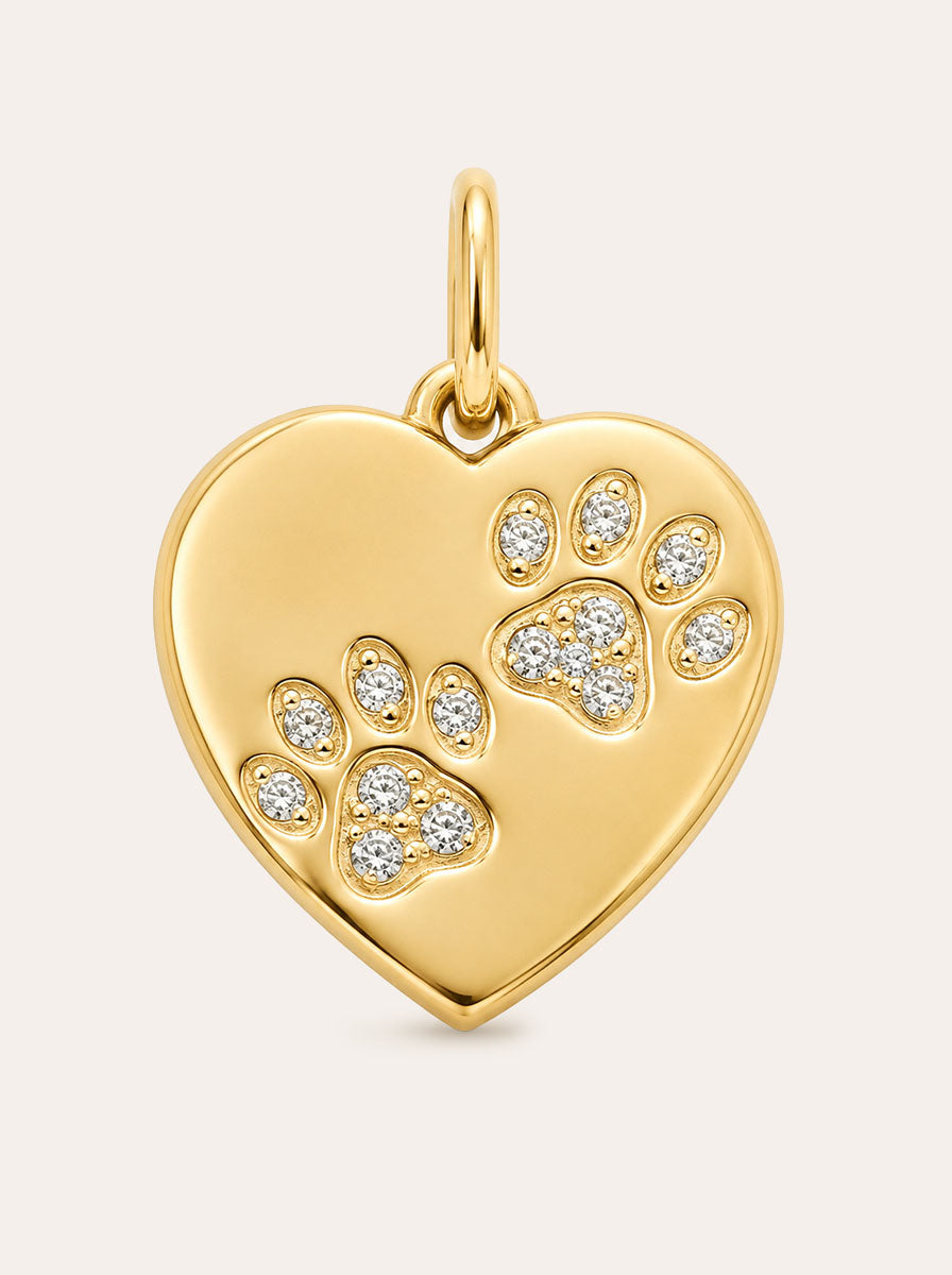 Herz mit Pfoten Charm