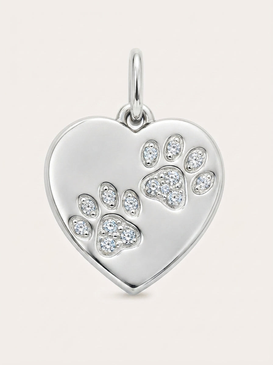 Herz mit Pfoten Charm