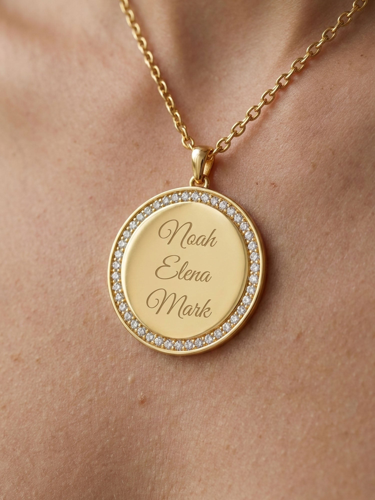 Amaris Personalized Engraved Necklace with Cubic Zirconia