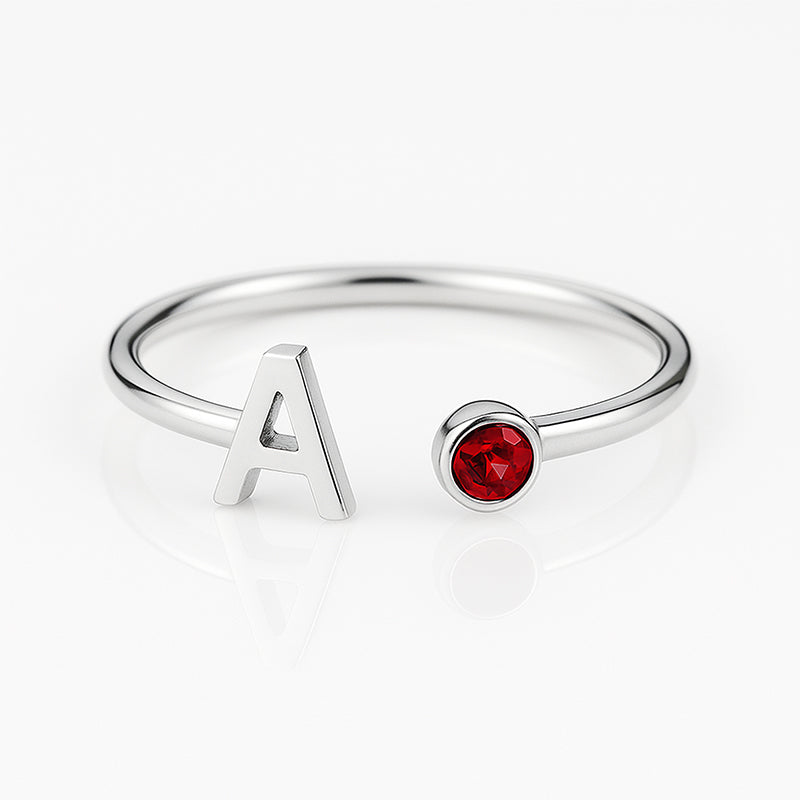 Elani – Ring mit Buchstabe & Geburtsstein