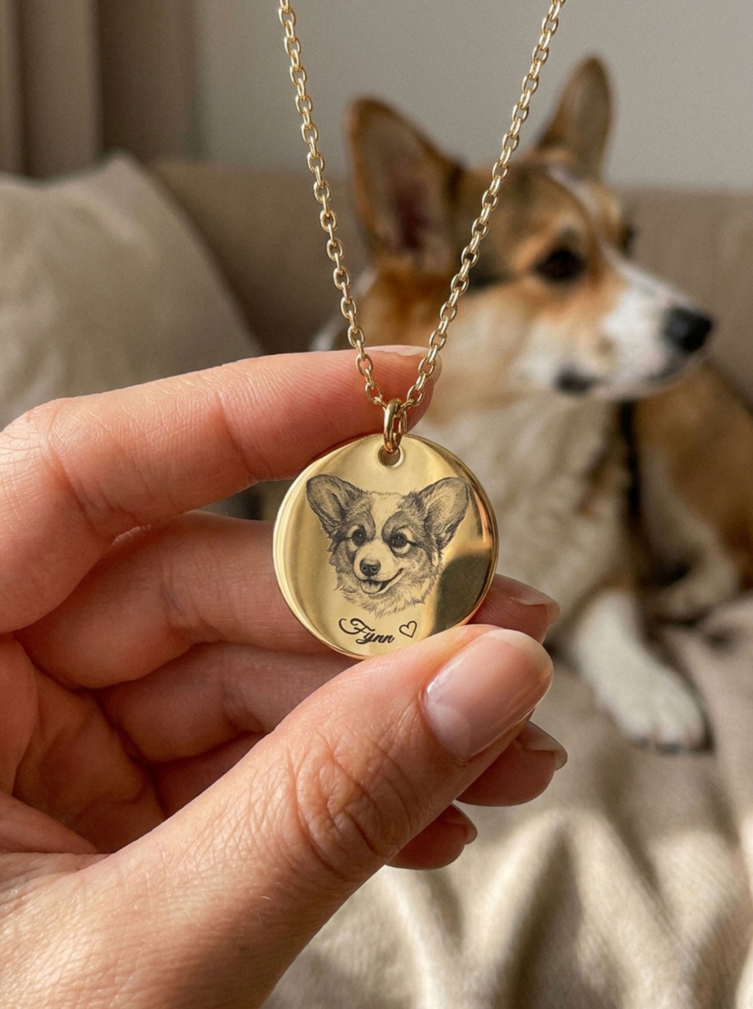 Fellfreund – Tierportrait Halskette mit Foto-Gravur