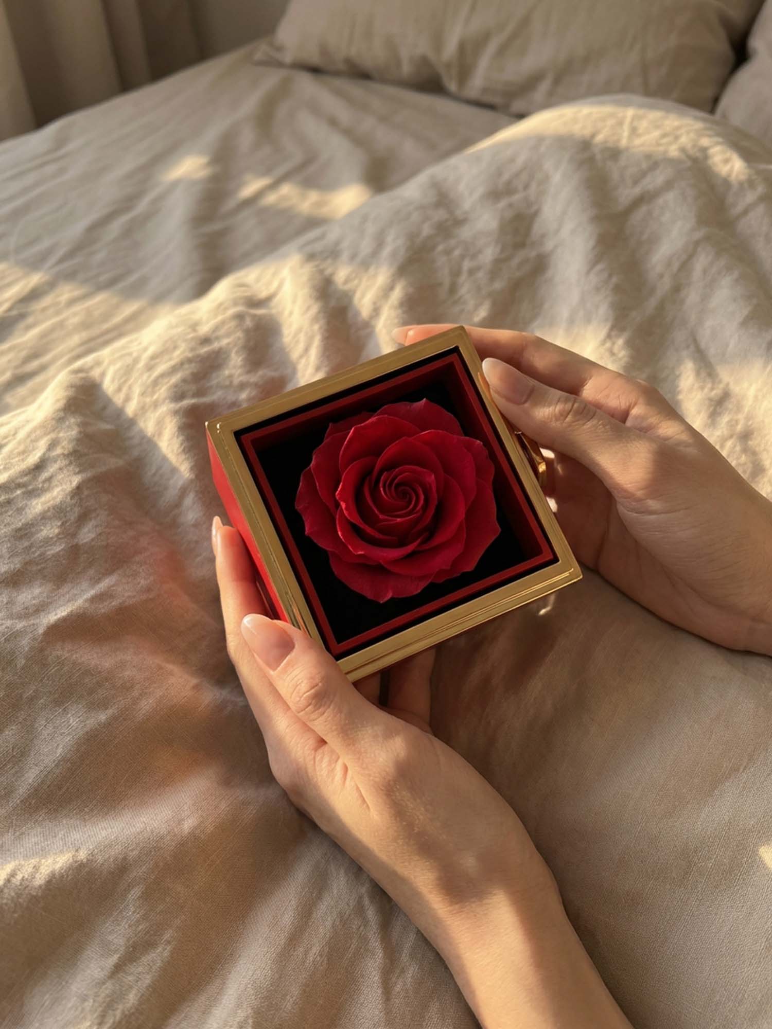 Infinity Flip Rosenbox – Premium Schmuck-Geschenkbox