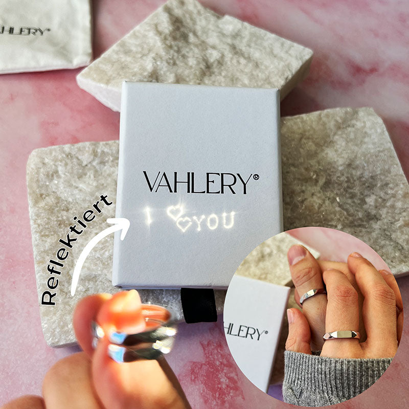 Heartify - Ensemble d'anneaux de couple avec "I" ♡ Projection en U