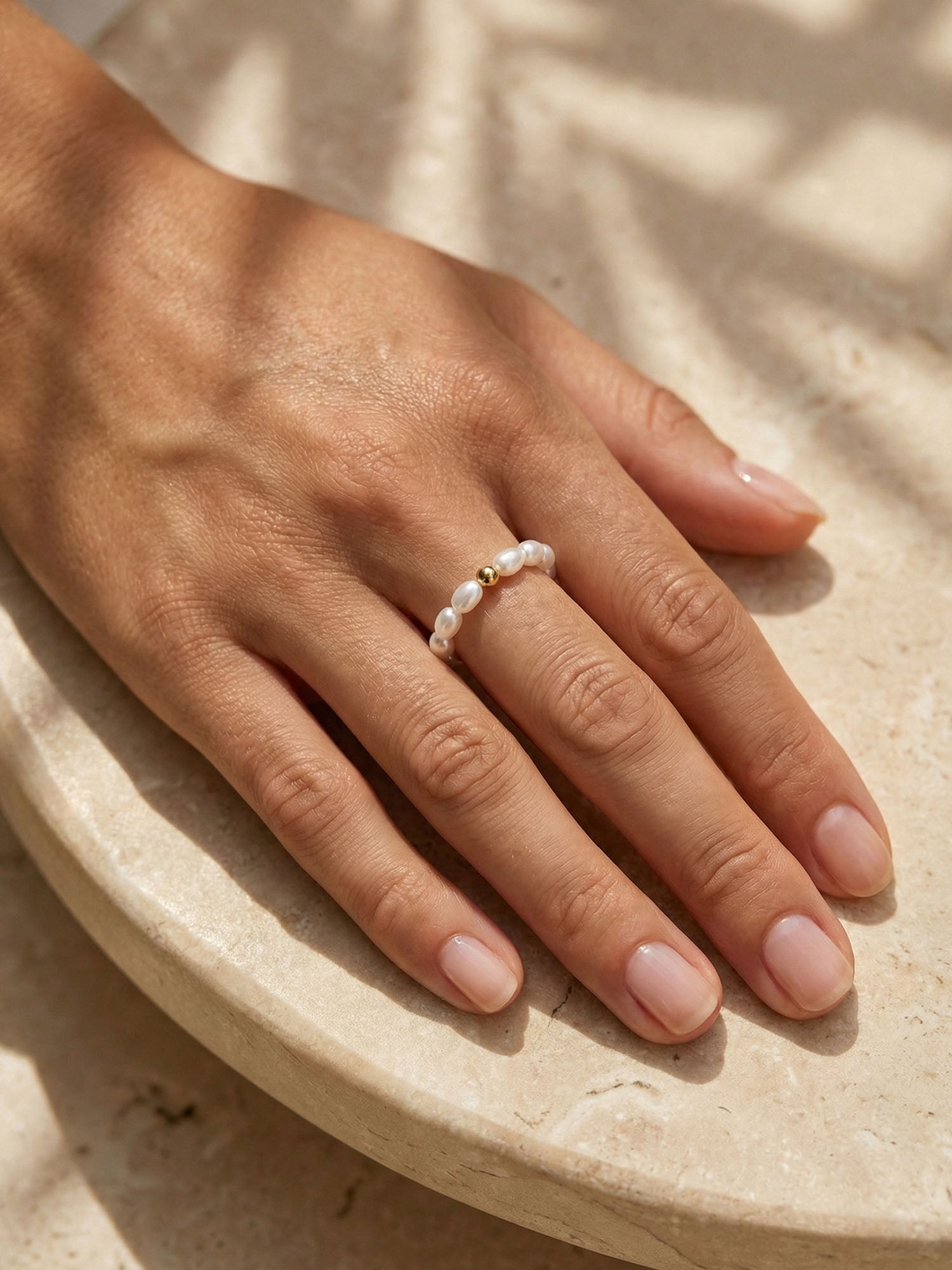 Isla pearl ring with gold detail
