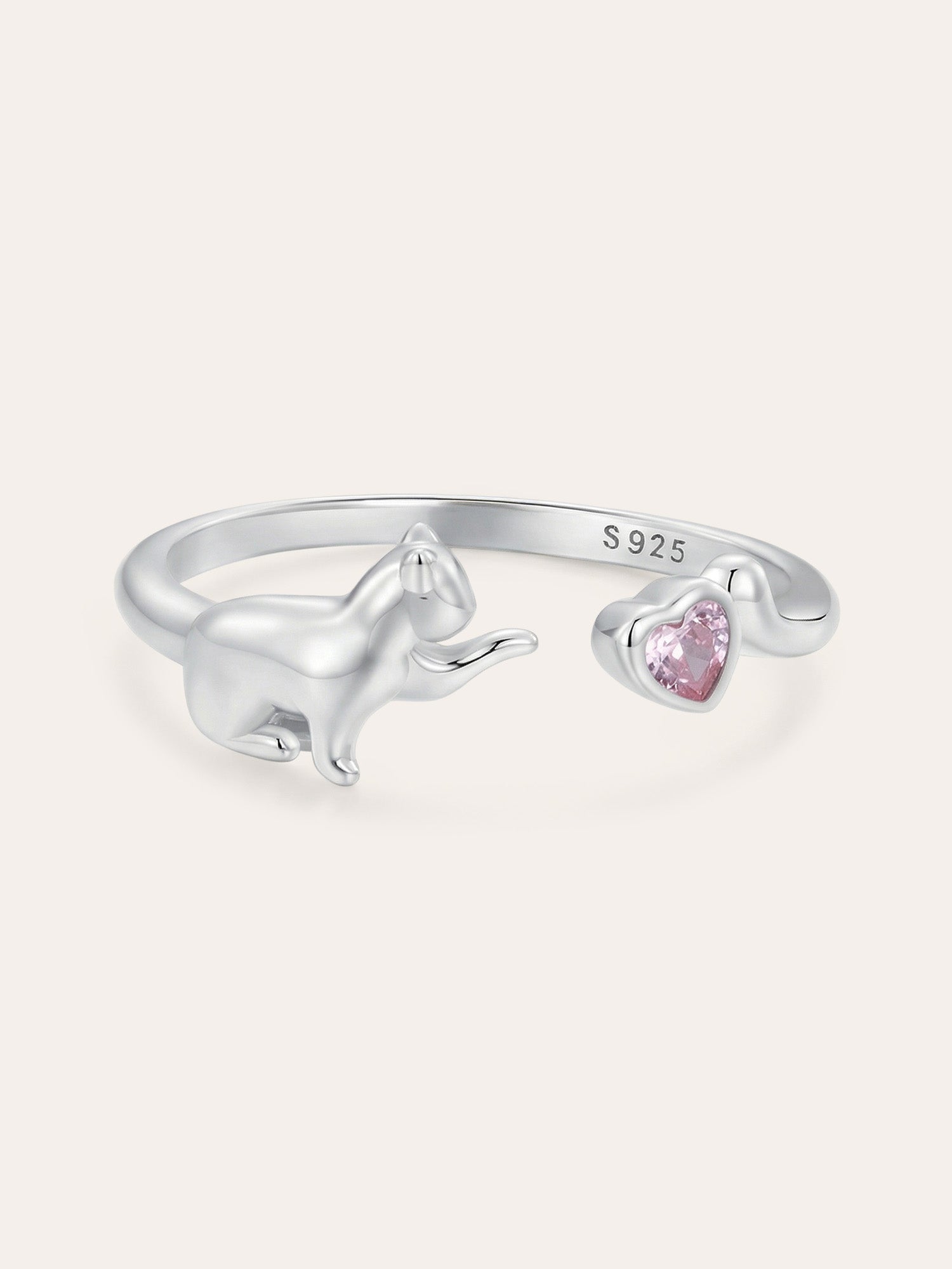Kitty – Ring mit Katze & Zirkonia-Herz