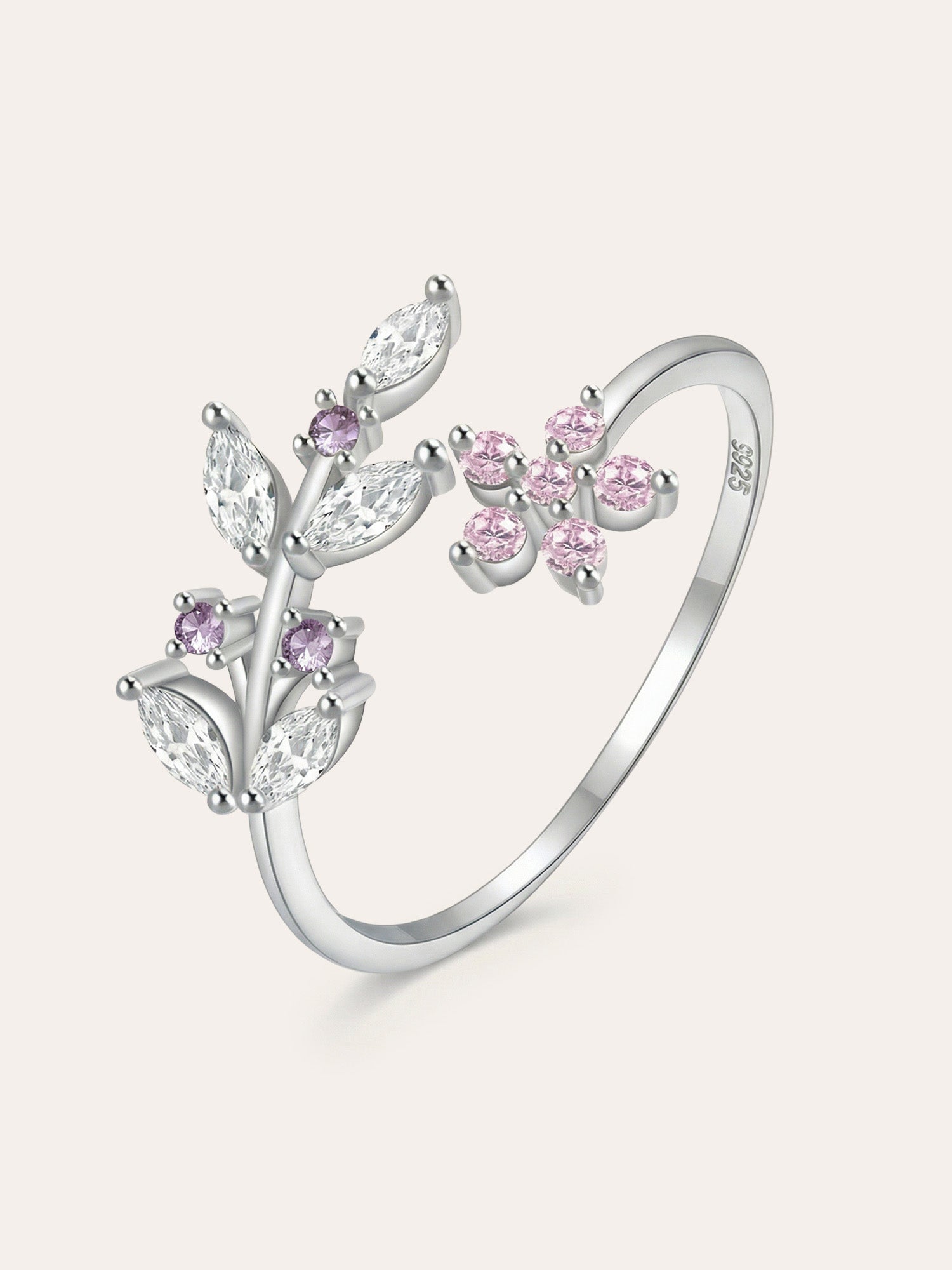 Lavender – flower ring with zirconia
