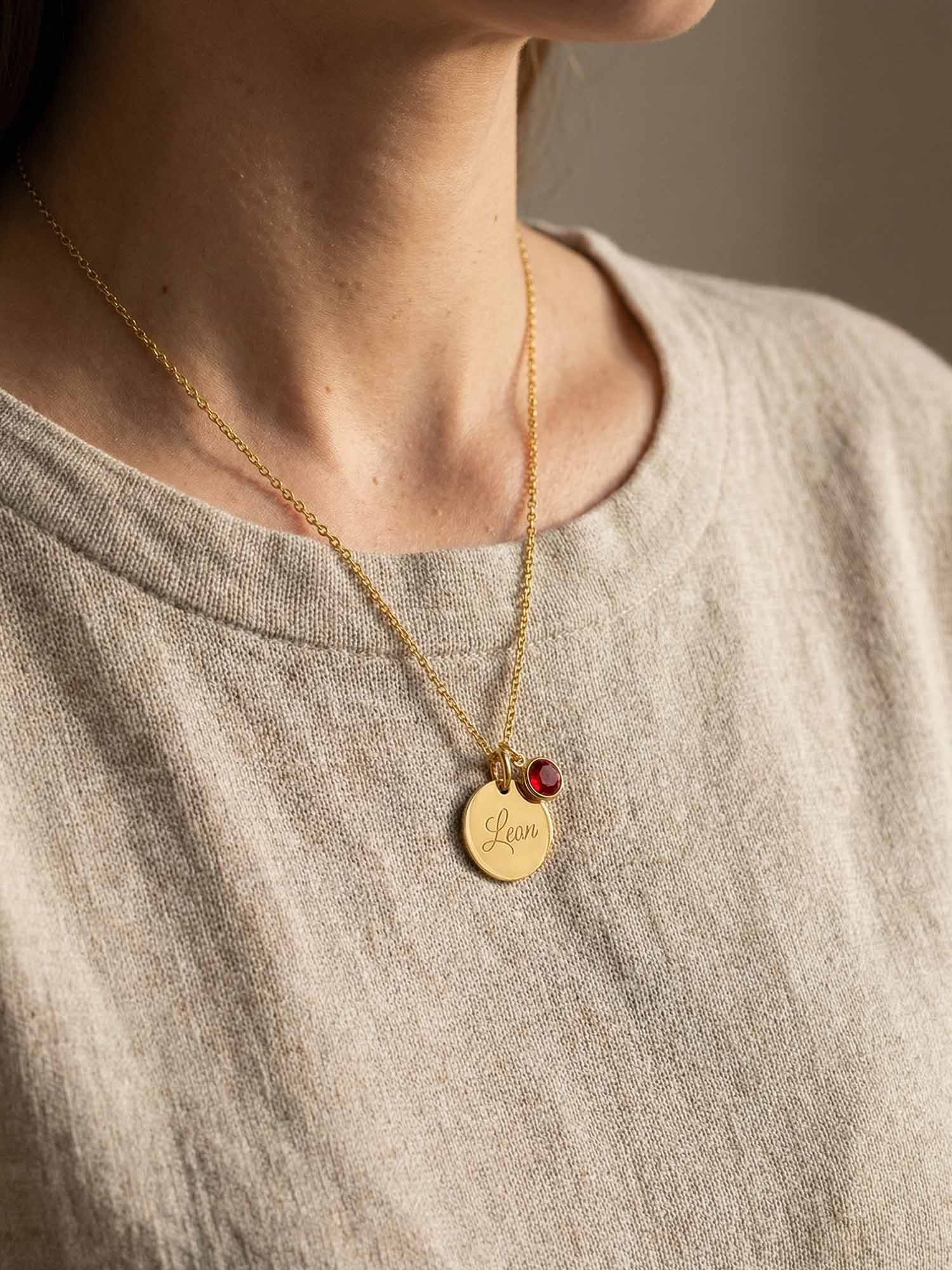 Melia – Collier avec prénom et pierre de naissance