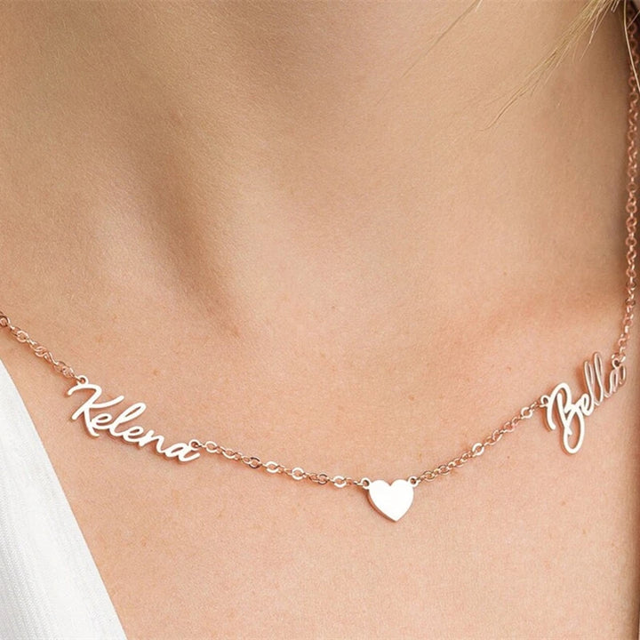 Lovelle - Personalisierte Namenskette mit zwei Namen und Herz