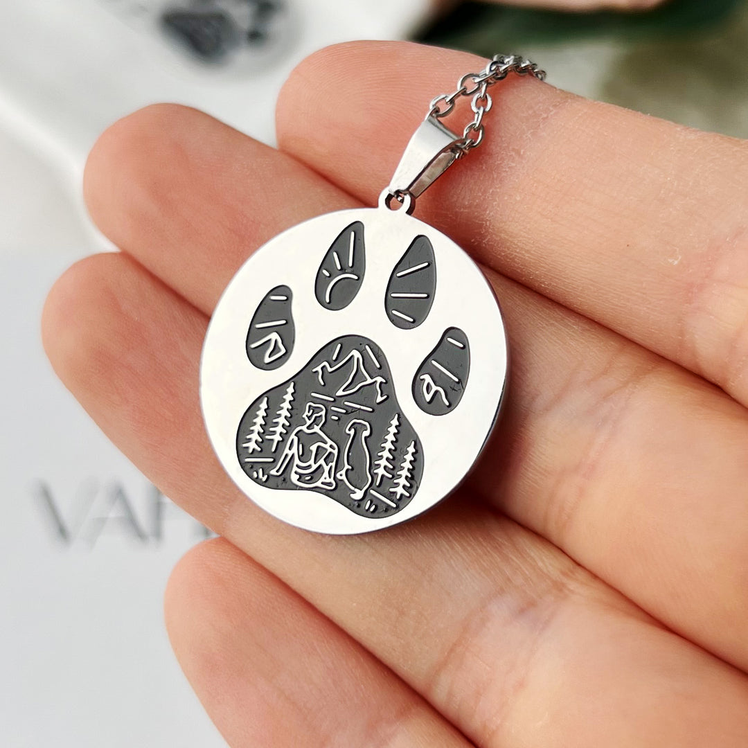 Sternenfreund - Halskette mit Pfotenabdruck Hund Wolf Katze