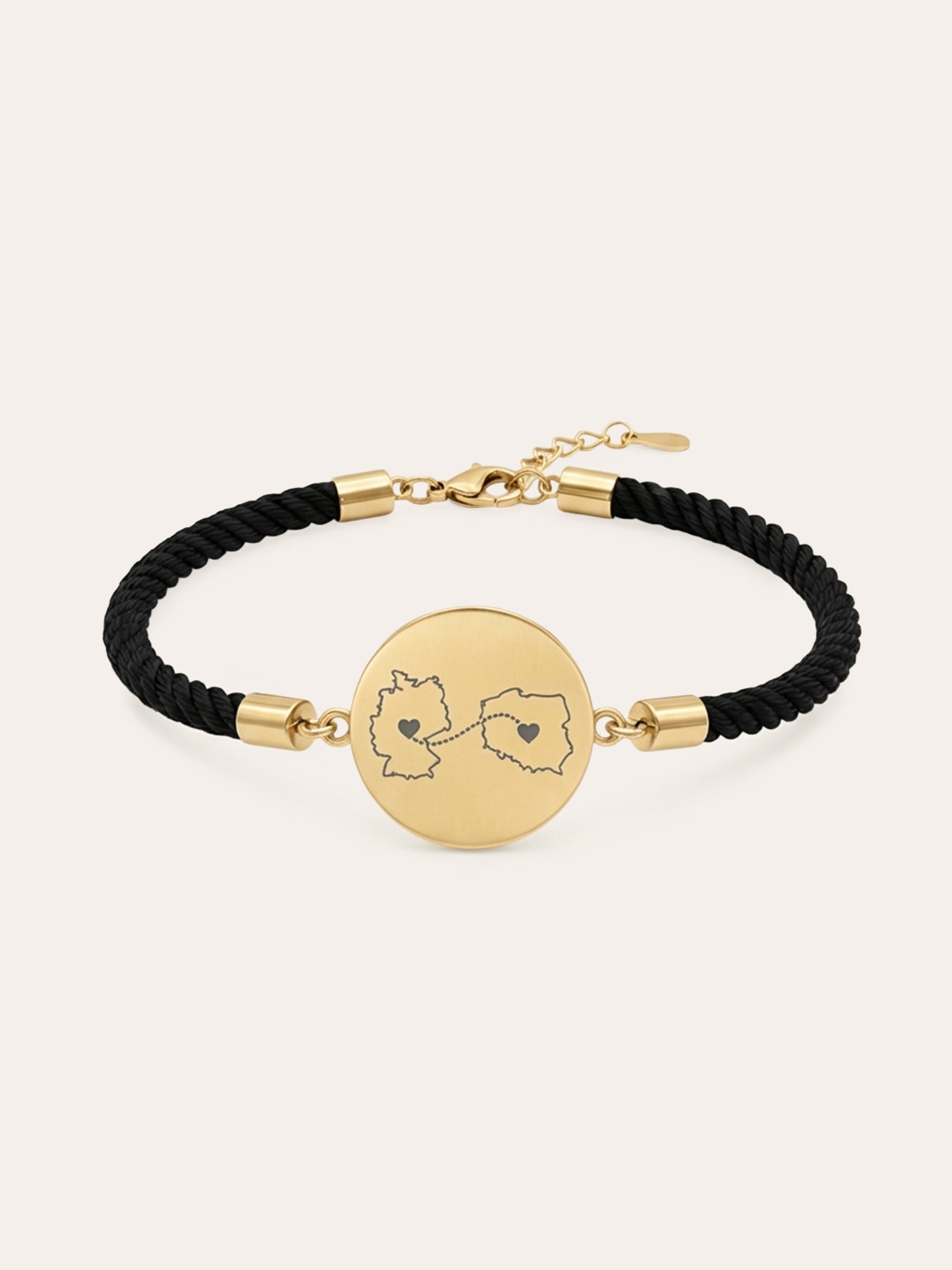 Two Homes Cord Bracelet with Connected Countries
