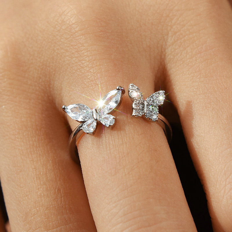 Papillon - bague avec papillon et zircone