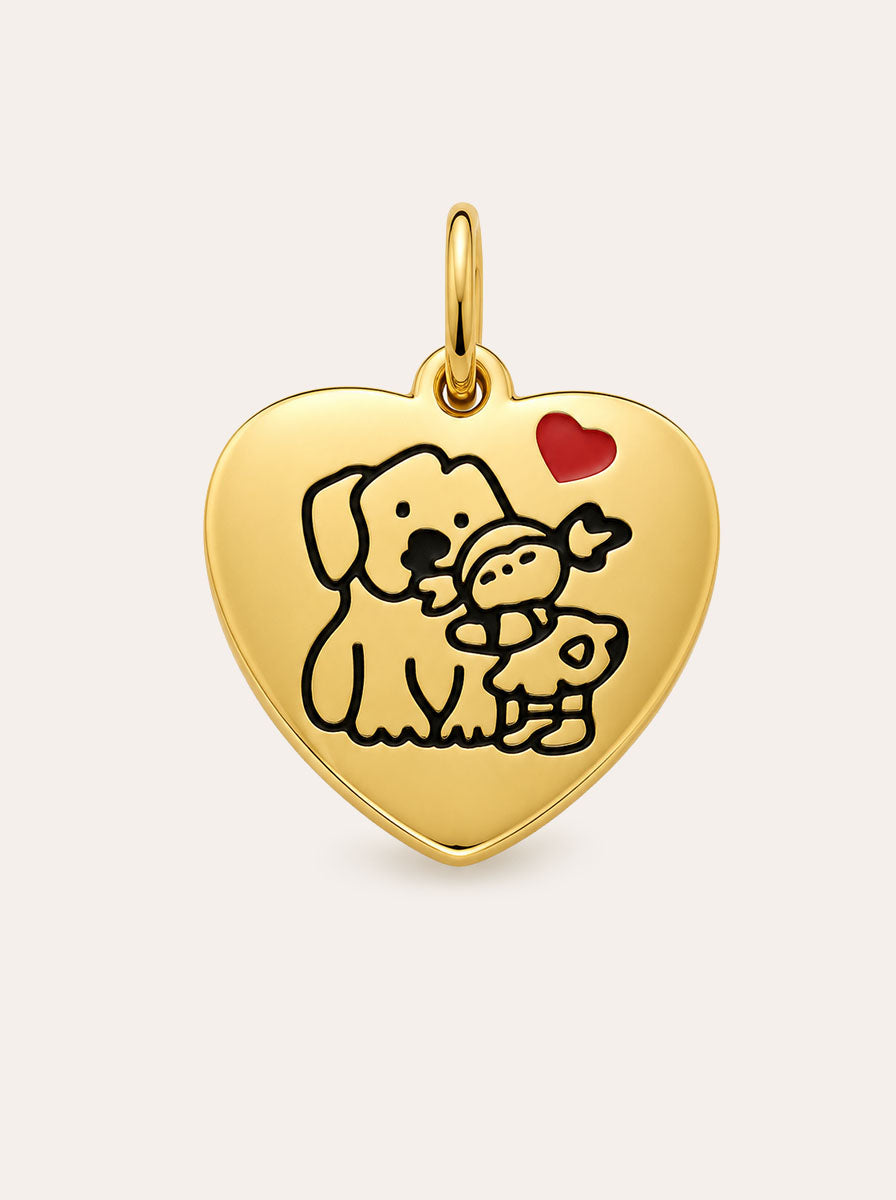 Herz mit Hund und Mädchen Charm