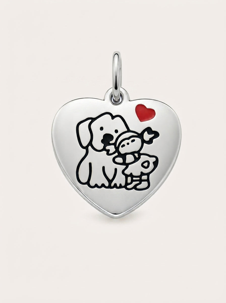 Herz mit Hund und Mädchen Charm
