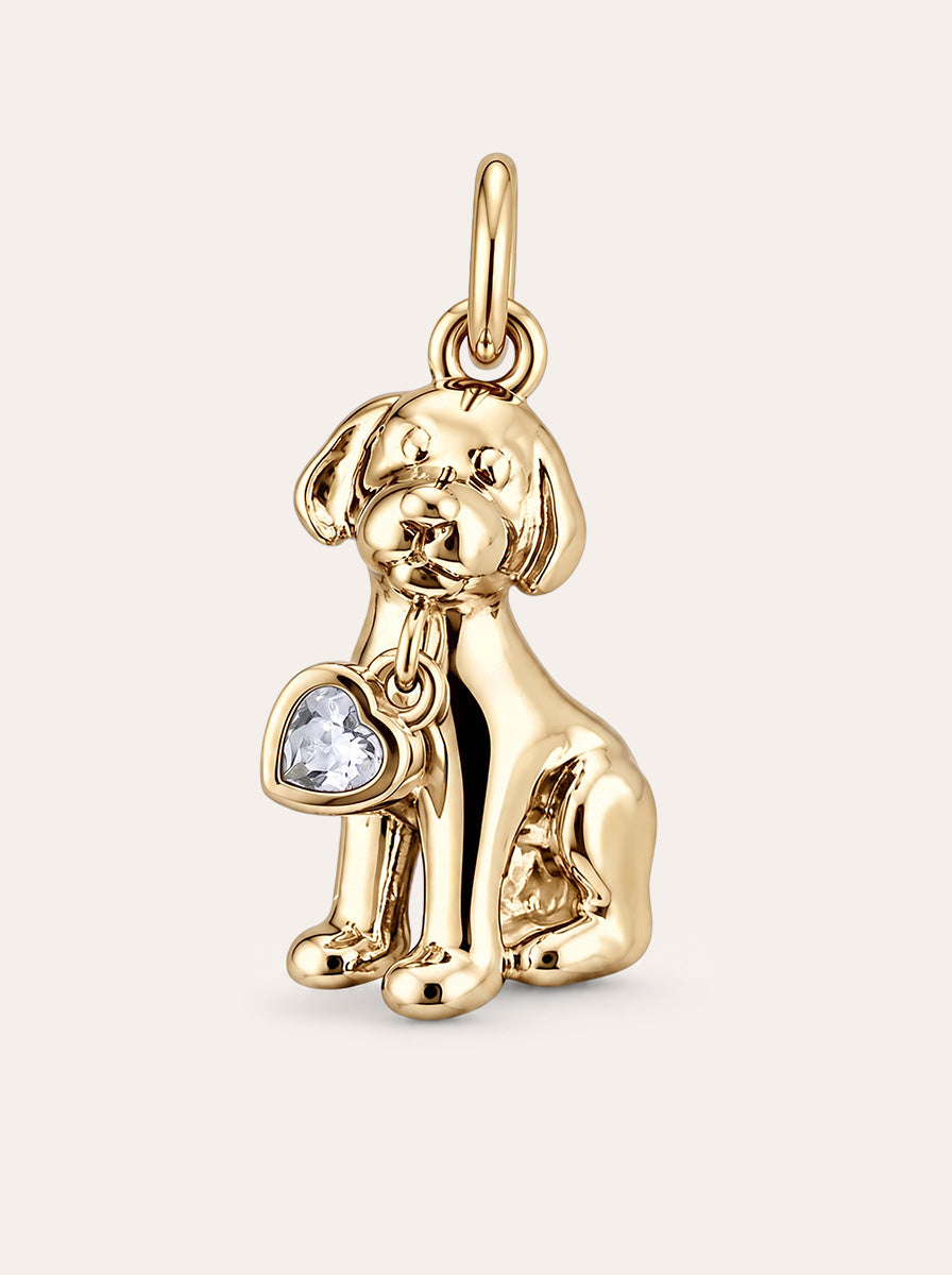 Hund mit Zirkoniaherz Charm