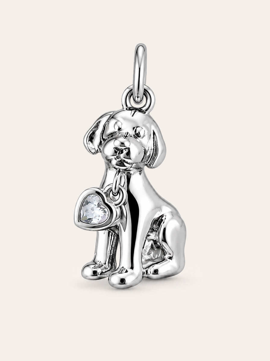 Hund mit Zirkoniaherz Charm