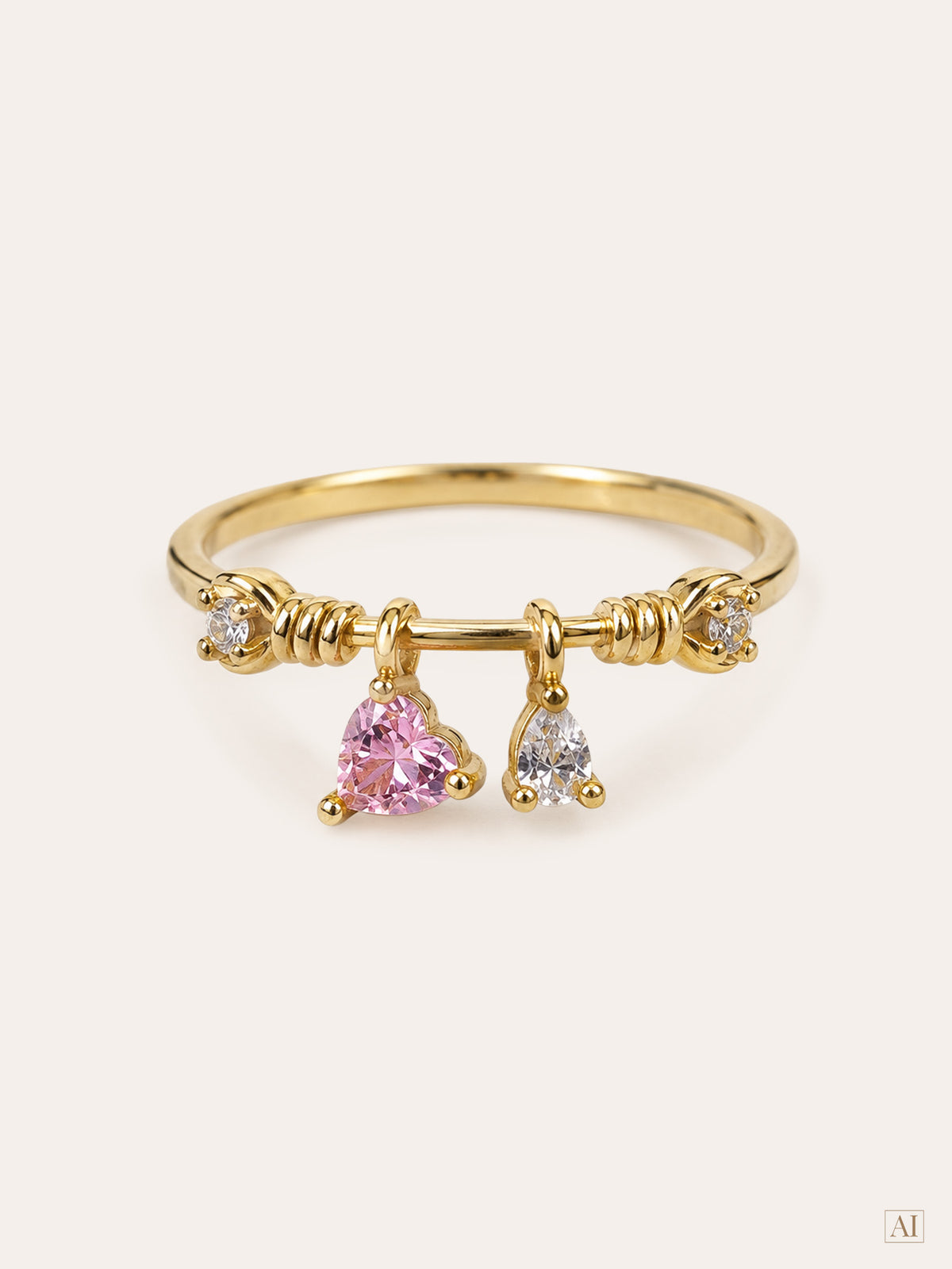 Rosalie – Ring mit pinkem Herz & Zirkonia