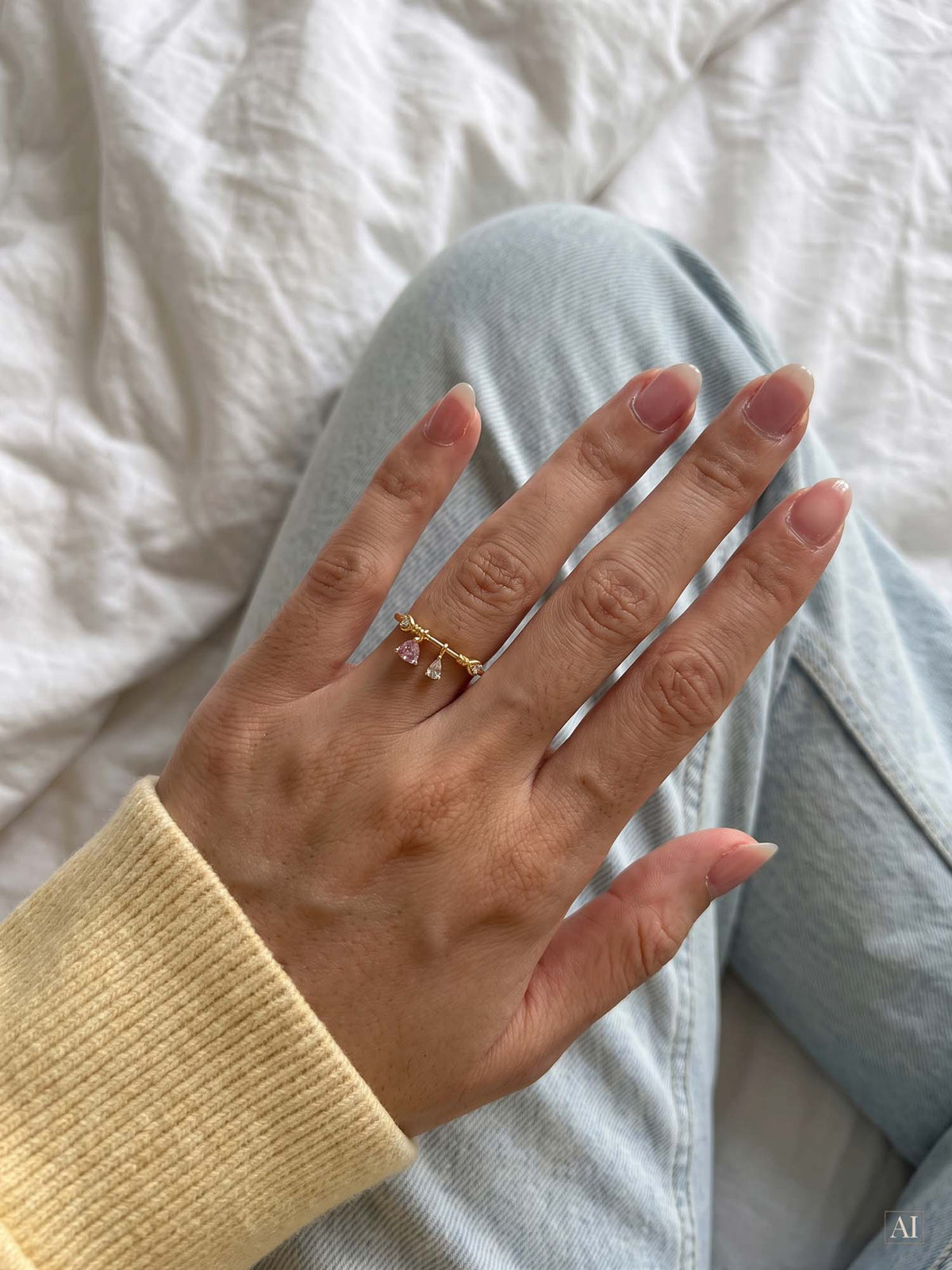 Rosalie – Ring mit pinkem Herz & Zirkonia