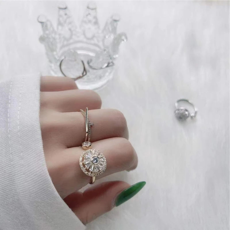 BAGUE ANXIÉTÉ AVEC ZIRCONE - BAGUE CONTRE L'ANXIÉTÉ ET LE STRESS - Vahlery