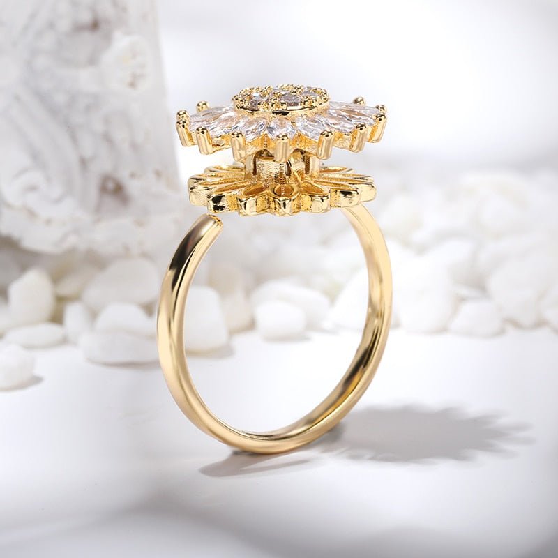 BAGUE ANXIÉTÉ AVEC ZIRCONE - BAGUE CONTRE L'ANXIÉTÉ ET LE STRESS - Vahlery