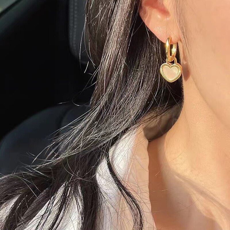 Boucles d'Oreilles Pendentif Coeur Double Face - Vahlery